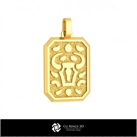 3D Men's Taurus Zodiac Pendant Home, Jewelry 3D CAD, Pendants 3D CAD , 3D Zodiac Pendants
