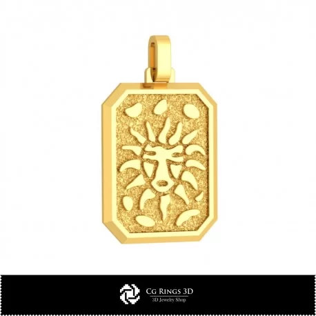 3D Men's Leo Zodiac Pendant Home, Jewelry 3D CAD, Pendants 3D CAD , 3D Zodiac Pendants