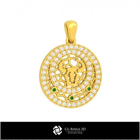 3D Taurus Zodiac Children Pendant Home, Bijoux 3D CAO, Pendentifs 3D CAO, Pendentifs du Zodiaque 3D, Pendentifs Enfants 3D