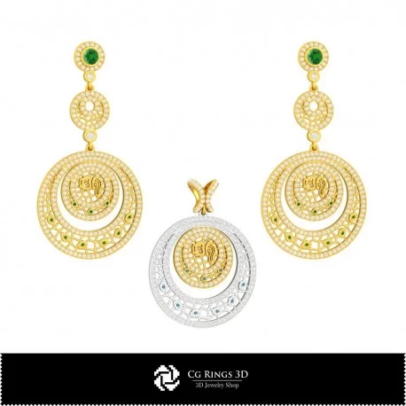 3D Jewelry Set With Aquarius Zodiac Home, Bijoux 3D CAO, Esembles Bijoux 3D CAO