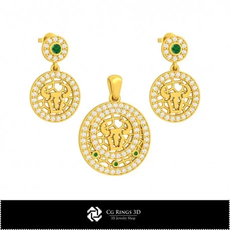 3D Children Jewelry Set With Taurus Zodiac Home, Bijuterii 3D , Seturi Bijuterii 3D CAD