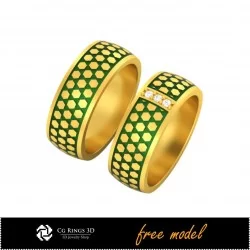 3D Wedding Ring With Enamel - Free 3D Model Home, Bijoux 3D CAO, Bijoux 3D Gratuits, Anneaux 3D CAO, Bandes de Mariage 3D, Bande