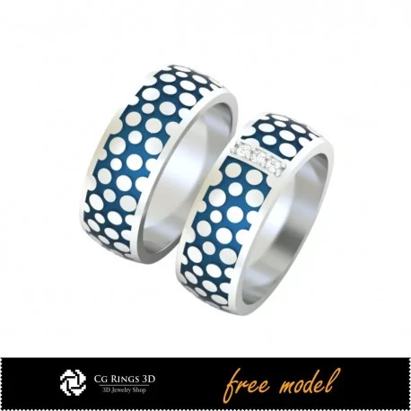 3D Wedding Ring With Enamel - Free 3D Model Home, Jewelry 3D CAD, Free 3D Jewelry, Rings 3D CAD , Wedding Bands 3D, Eternity Ba