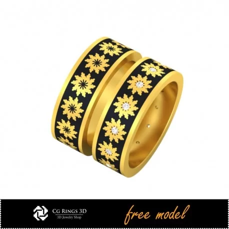3D Wedding Ring With Enamel - Free 3D Model Home, Bijoux 3D CAO, Bijoux 3D Gratuits, Anneaux 3D CAO, Bandes de Mariage 3D, Bande