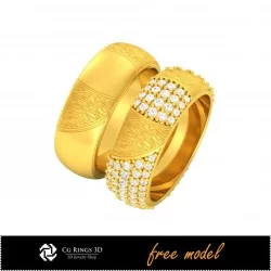 3D Wedding Ring With Diamonds- Free 3D Model Home, Jewelry 3D CAD, Free 3D Jewelry, Rings 3D CAD , Wedding Bands 3D, Eternity B