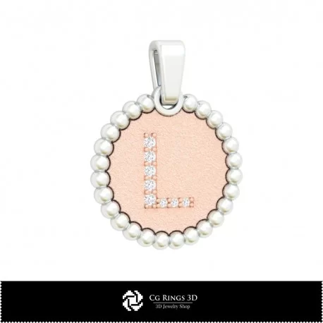 3D Pendant With Letter L Home, Jewelry 3D CAD, Pendants 3D CAD , 3D Letter Pendants, 3D Ball Pendants
