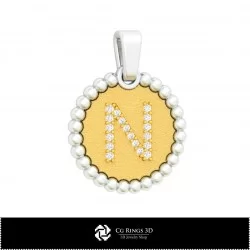 3D Pendant With Letter N Home, Jewelry 3D CAD, Pendants 3D CAD , 3D Letter Pendants, 3D Ball Pendants
