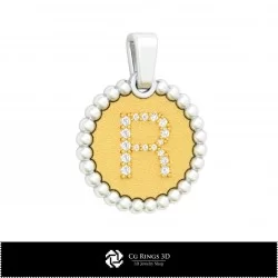 3D Pendant With Letter R Home, Jewelry 3D CAD, Pendants 3D CAD , 3D Letter Pendants, 3D Ball Pendants
