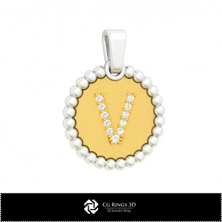 3D Pendant With Letter V Home, Bijoux 3D CAO, Pendentifs 3D CAO, Pendentifs Lettre 3D, Pendentifs Boule 3D