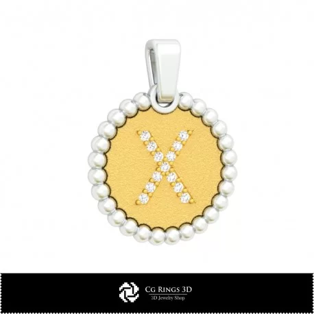 3D Pendant With Letter X Home, Jewelry 3D CAD, Pendants 3D CAD , 3D Letter Pendants, 3D Ball Pendants