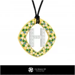 3D CAD Pendant With Letter H Home, Bijuterii 3D , Pandative 3D CAD, Pandativ cu Litere 3D 
