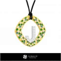 3D CAD Pendant With Letter J Home, Bijuterii 3D , Pandative 3D CAD, Pandativ cu Litere 3D 