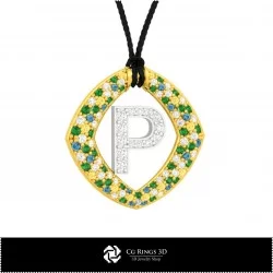 3D CAD Pendant With Letter P Home, Jewelry 3D CAD, Pendants 3D CAD , 3D Letter Pendants