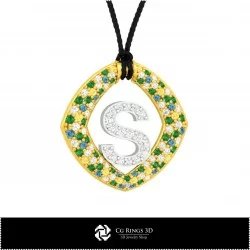 3D CAD Pendant With Letter S Home, Bijoux 3D CAO, Pendentifs 3D CAO, Pendentifs Lettre 3D