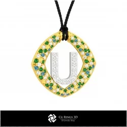 3D CAD Pendant With Letter U Home, Bijuterii 3D , Pandative 3D CAD, Pandativ cu Litere 3D 