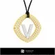 3D CAD Pendant With Letter V Home, Jewelry 3D CAD, Pendants 3D CAD , 3D Letter Pendants