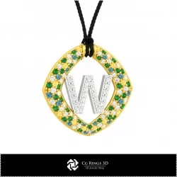 3D CAD Pendant With Letter W Home, Bijoux 3D CAO, Pendentifs 3D CAO, Pendentifs Lettre 3D