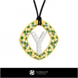 3D CAD Pendant With Letter Y Home, Jewelry 3D CAD, Pendants 3D CAD , 3D Letter Pendants