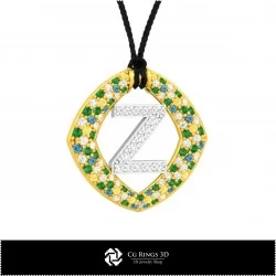 3D CAD Pendant With Letter Z Home, Bijuterii 3D , Pandative 3D CAD, Pandativ cu Litere 3D 