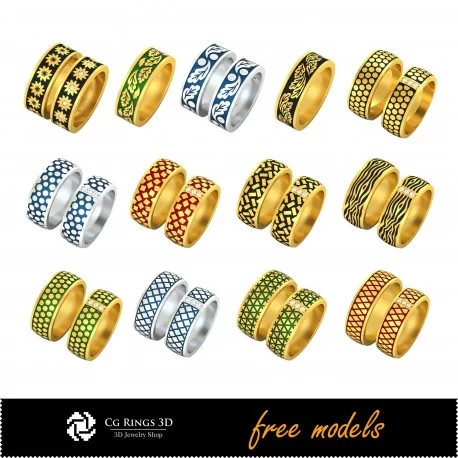 3D CAD Collection of Wedding Rings With Enamel - Free 3D Models Home, Jewelry 3D CAD, Free 3D Jewelry, Jewelry Collections 3D 