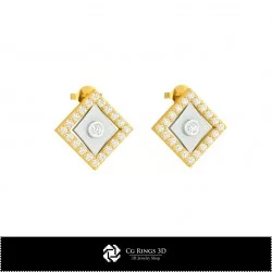 3D CAD Children Earrings with Playing Cards Home, Jewelry 3D CAD, Earrings 3D CAD , 3D Studs Earrings, 3D Children Earrings