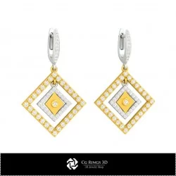 3D CAD Earrings with Playing Cards Home, Bijuterii 3D , Cercei 3D CAD, Cercei cu Diamante 3D