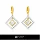 3D CAD Earrings with Playing Cards Home, Bijuterii 3D , Cercei 3D CAD, Cercei cu Diamante 3D