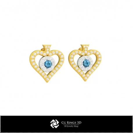 3D CAD Earrings with Playing Cards Home, Bijoux 3D CAO, Boucles D'oreilles 3D CAO, Boucles D'oreilles Diamant 3D, Boucles D'orei