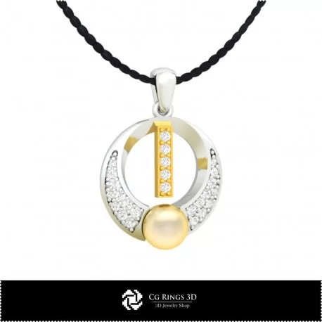 3D CAD Pearl Pendant with Letter I Home, Jewelry 3D CAD, Pendants 3D CAD , 3D Letter Pendants, 3D Pearl Pendants