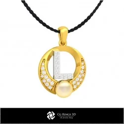 3D CAD Pearl Pendant with Letter L 