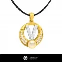 3D CAD Pearl Pendant with Letter V