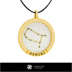 3D CAD Gemini Zodiac Constellation Pendant Home, Bijuterii 3D , Pandative 3D CAD, Pandativ cu Zodii 3D