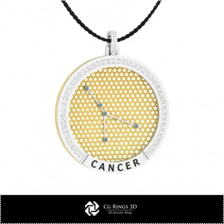 3D CAD Cancer Zodiac Constellation Pendant Home, Jewelry 3D CAD, Pendants 3D CAD , 3D Zodiac Pendants