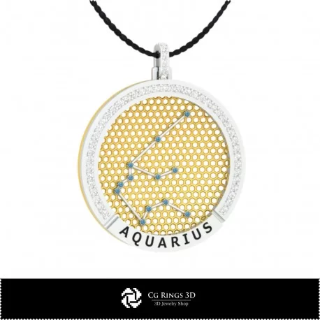 3D CAD Aquarius Zodiac Constellation Pendant Home, Bijuterii 3D , Pandative 3D CAD, Pandativ cu Zodii 3D