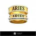 3D CAD Wedding Ring With Aries Zodiac