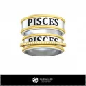 3D CAD Wedding Ring With Pisces Zodiac