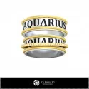 3D CAD Wedding Ring With Aquarius Zodiac