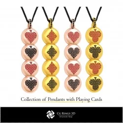3D CAD Collection of Pendants with Playing Cards Home, Jewelry 3D CAD, Jewelry Collections 3D CAD 