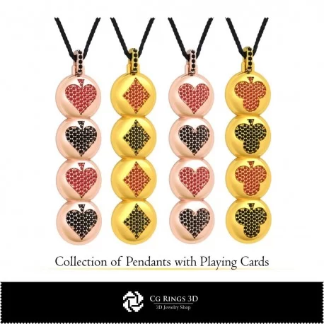 3D CAD Collection of Pendants with Playing Cards Home, Jewelry 3D CAD, Jewelry Collections 3D CAD 