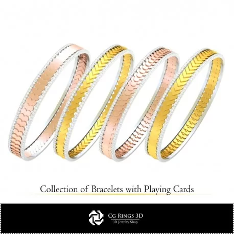 3D CAD Collection of Bracelets with Playing Cards Home, Jewelry 3D CAD, Jewelry Collections 3D CAD 