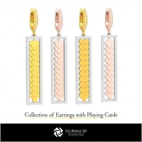 3D CAD Collection of Earrings with Playing Cards Home, Bijoux 3D CAO, Collection Bijoux 3D CAO