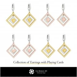3D CAD Collection of Earrings with Playing Cards Home, Jewelry 3D CAD, Jewelry Collections 3D CAD 