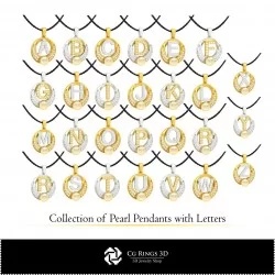 3D CAD Collection of Pearl Pendants with Letters Home, Jewelry 3D CAD, Jewelry Collections 3D CAD 