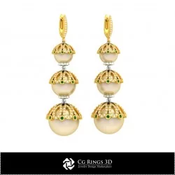 3D CAD Pearl Earrings Home, Jewelry 3D CAD, Earrings 3D CAD , 3D Drop Earrings, 3D Pearl Earrings