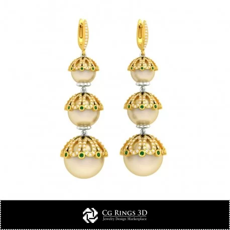 3D CAD Pearl Earrings Home, Bijoux 3D CAO, Boucles D'oreilles 3D CAO, Boucles D'oreilles 3D , Boucles D'oreilles en Perles 3D 