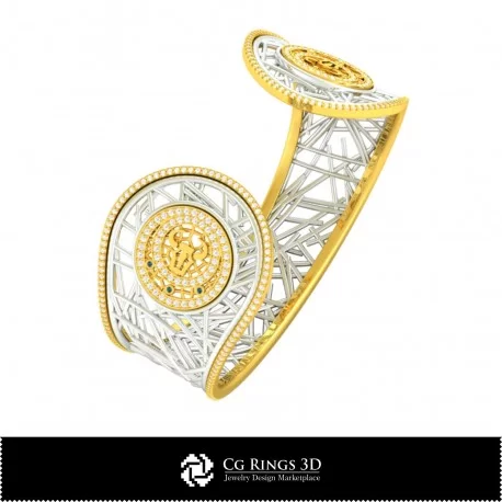 3D CAD Women's Taurus Zodiac Bracelet Home, Jewelry 3D CAD, Bracelets 3D CAD , 3D Diamond Bracelets, 3D Bracelets, 3D Cuff Brac