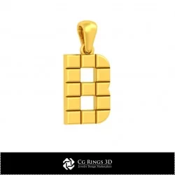 3D CAD Pendant With Letter B Home, Jewelry 3D CAD, Pendants 3D CAD , 3D Letter Pendants