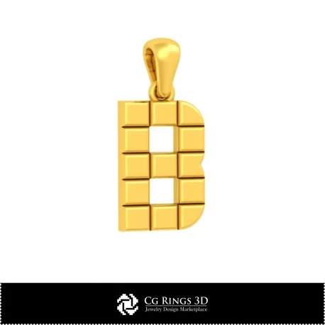 3D CAD Pendant With Letter B Home, Jewelry 3D CAD, Pendants 3D CAD , 3D Letter Pendants