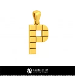 3D CAD Pendant With Letter P Home, Bijuterii 3D , Pandative 3D CAD, Pandativ cu Litere 3D 