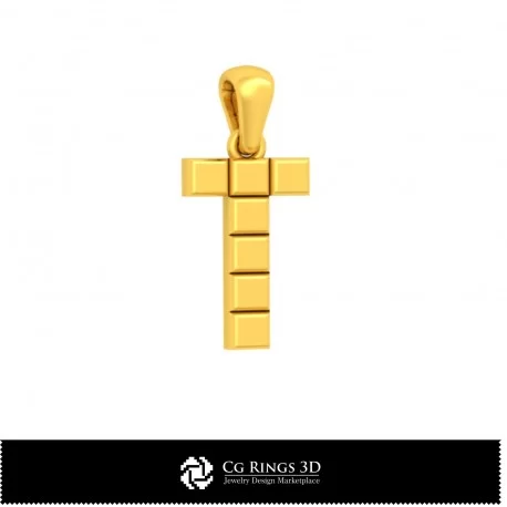 3D CAD Pendant With Letter T Home, Bijuterii 3D , Pandative 3D CAD, Pandativ cu Litere 3D 